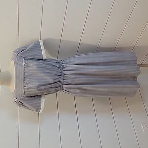 VINTAGE 80s Patty O'Neil midi dress grey with white pinstripes